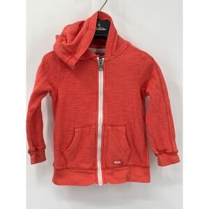 Ruum Girl's 4‎ Waffle Knit Orange Zip Up Lightweight Hoodie EUC